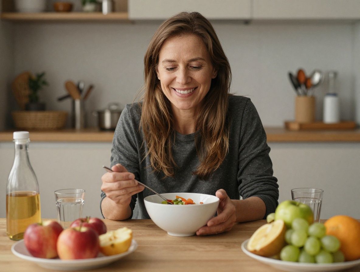 Jutarnja rutina zdravog životnog stila s čašom vode, svježim voćem i vitaminskim posudama raspoređenima na drvenom stolu uz prozor s prirodnim svjetlom